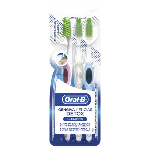 Kit Escova Dental Oral-B Gengiva Detox Ultrafino com 3 unidades