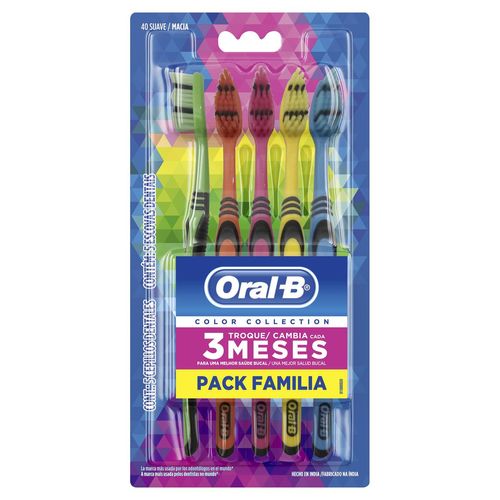 Kit Escova Dental Oral-B Color Collection Pack Familiar com 5 Unidades