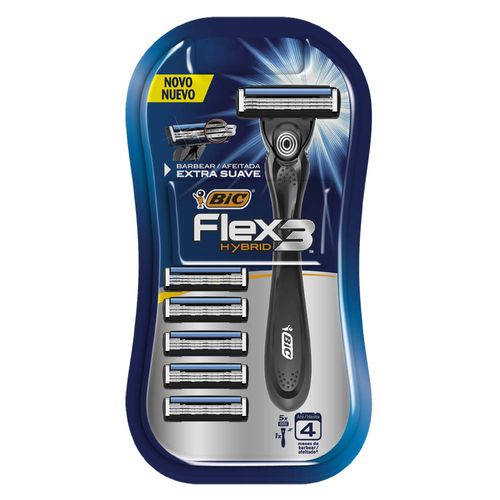 Aparelho de Barbear Bic Flex 3 Hybrid com 5 Cargas
