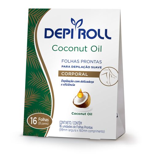 Folhas Prontas para Depilação Corporal Depiroll Coconut Oil com 8 Pares