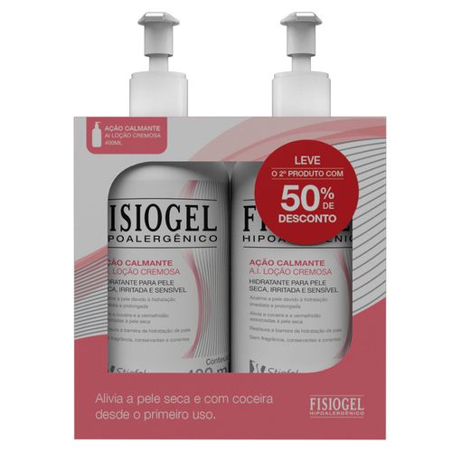 Kit Loção Cremosa Fisiogel AI Ação Calmante 400ml com 2 Unidades com 50% de Desconto na 2° Unidade