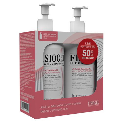 Kit Loção Cremosa Fisiogel AI Ação Calmante 400ml com 2 Unidades com 50% de Desconto na 2° Unidade
