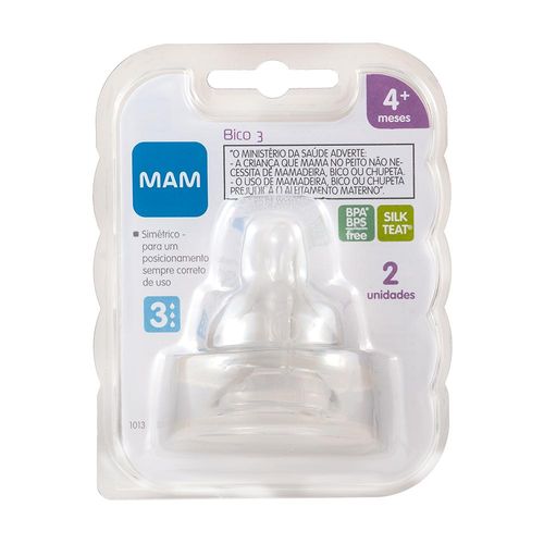 Bico para Mamadeira MAM 3 Fluxo Rápido com 2 Unidades