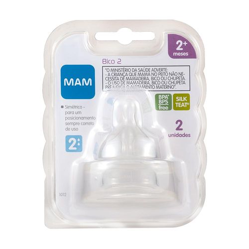 Bico para Mamadeira MAM 2 Fluxo Médio com 2 unidades