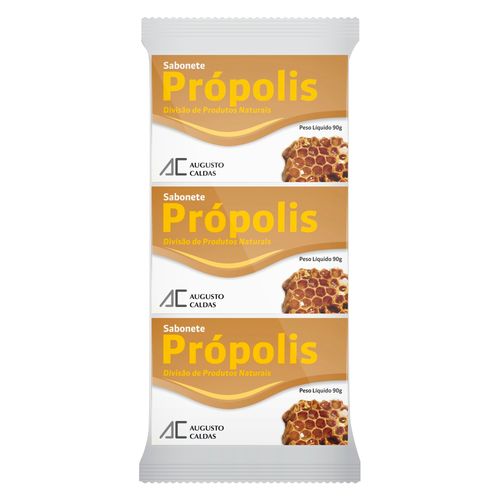 Kit Sabonete Barra Augusto Caldas Própolis 90g com 3 Unidades