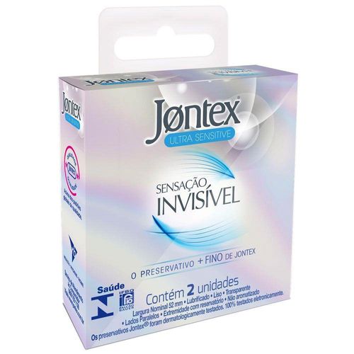 Preservativo Jontex Ultra Sensitive Sensação Invisível com 2 Unidades