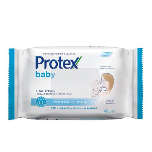 Lenço Umedecido Protex Baby Proteção Delicada com 48 Unidades