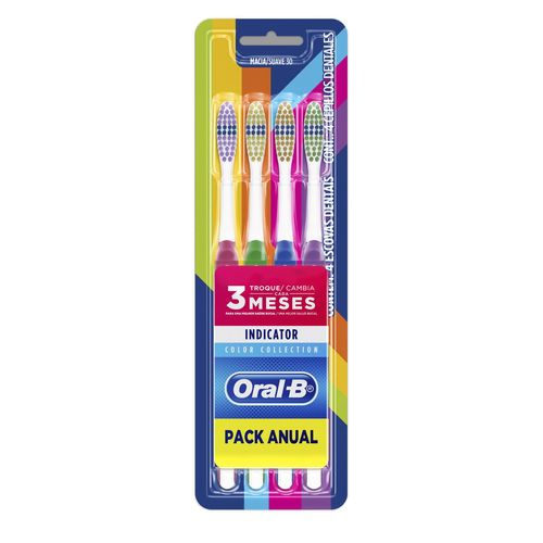 Kit Escovas Dentais Oral-B Indicator Color Collection 4 unidades com 4 Unidades