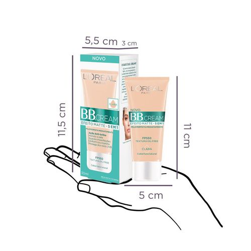Base BB Cream L'oréal Efeito Matte 5 em 1 FPS50 Clara 30ml