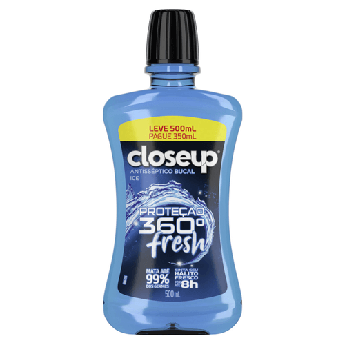 Antisséptico Bucal Closeup Proteção 360° Fresh Ice Leve 500ml Pague 350ml