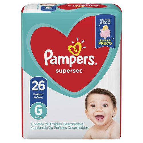 Fralda Pampers Supersec Pacote G com 26 Unidades